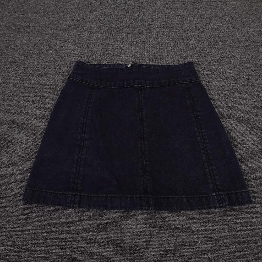 Free People Skirt Womens 0 Blue Dark Wash Denim A-Line Short Zip Casual Summer